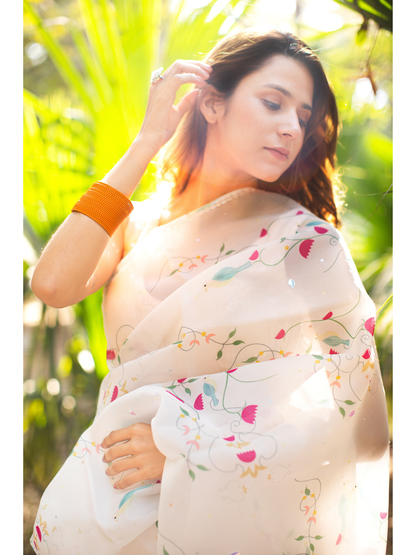 Organza Pigeon Saree
