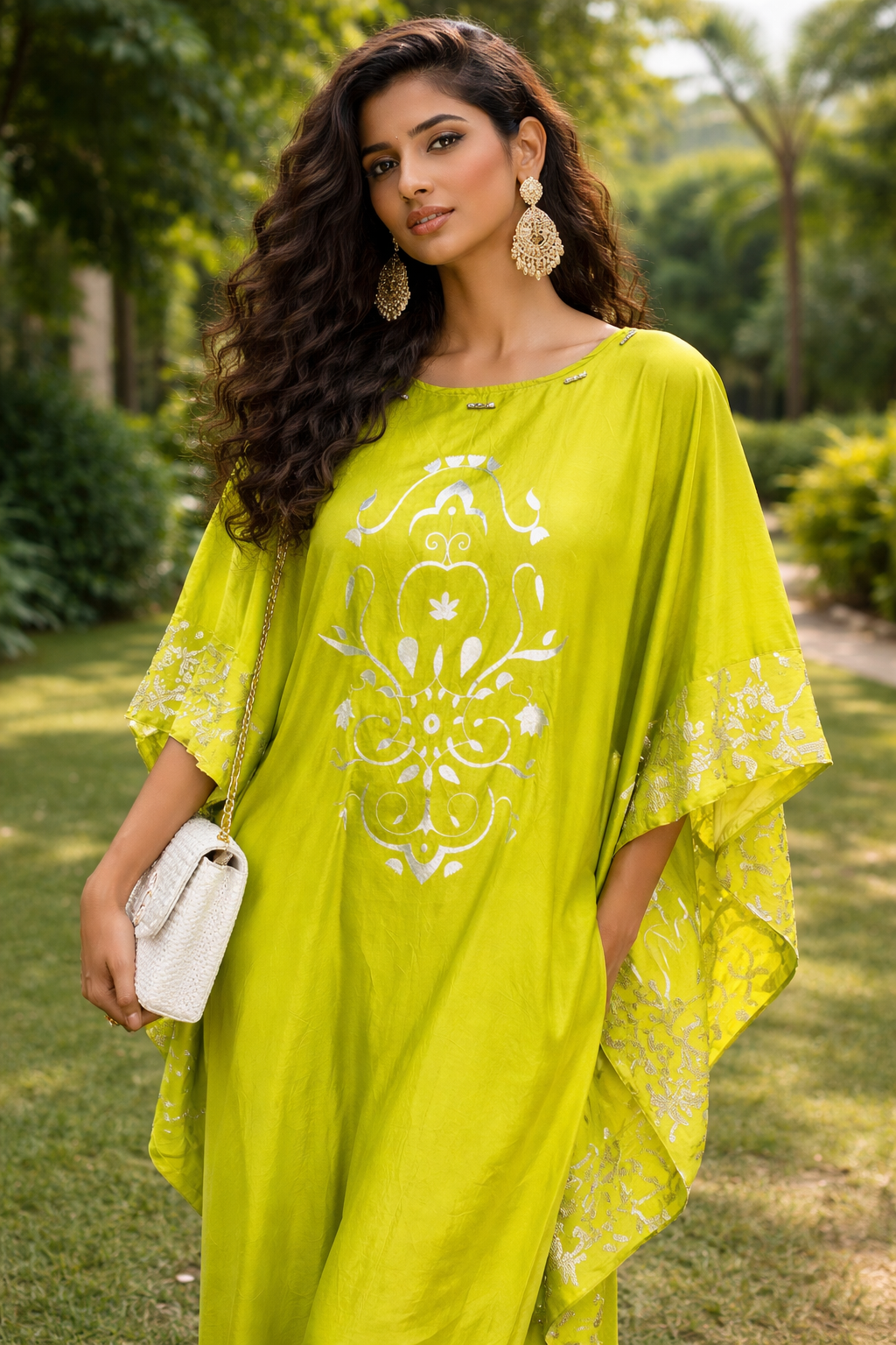 Lime Lotus Kaftan Set