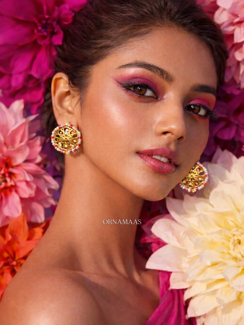 Pink Spring Jaali Work Studs