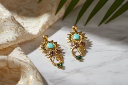 Peacock Mukkut Piscean Earrings