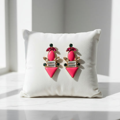 Geometrical Red Rocket Glazed Earrings