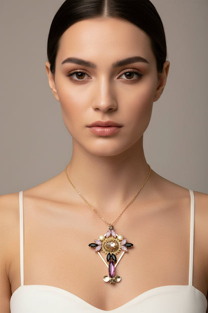 Blush Pink Cross Long Neckpiece