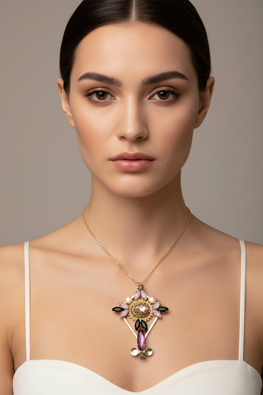 Blush Pink Cross Long Neckpiece