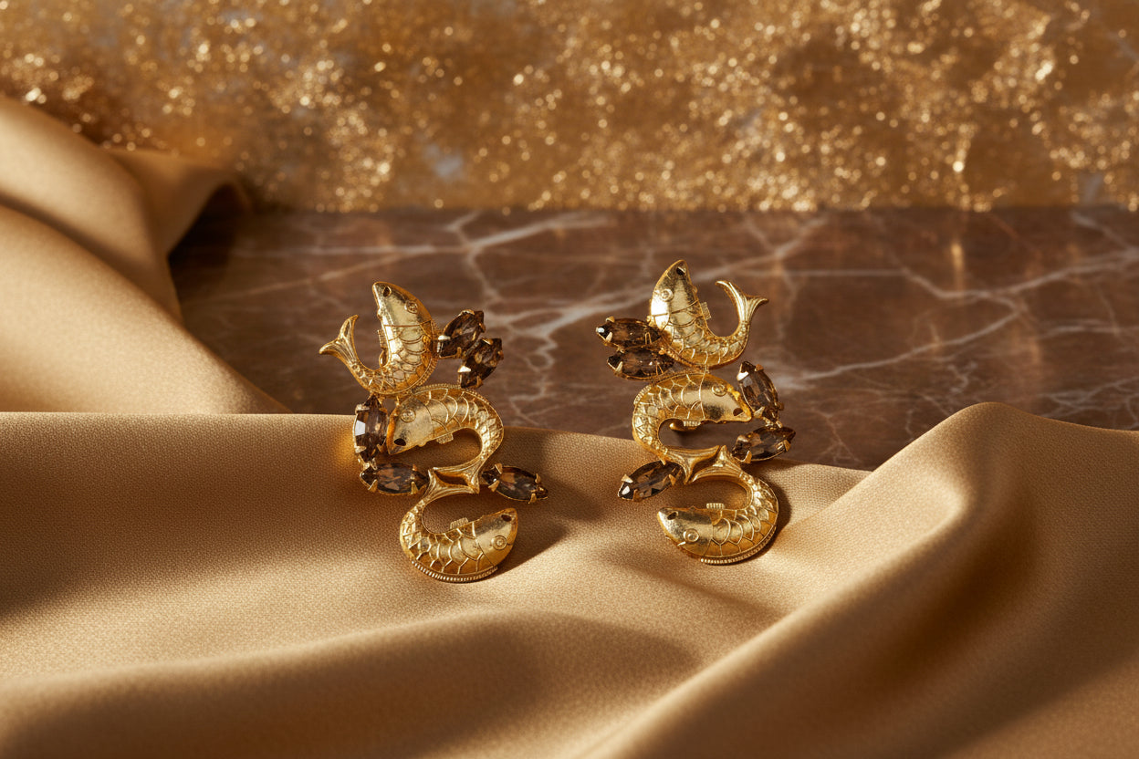 Goldplated Here 'n' There Fish Earrings