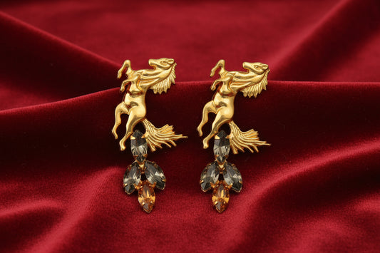 Rebel Horse Champagne Gold Earrings