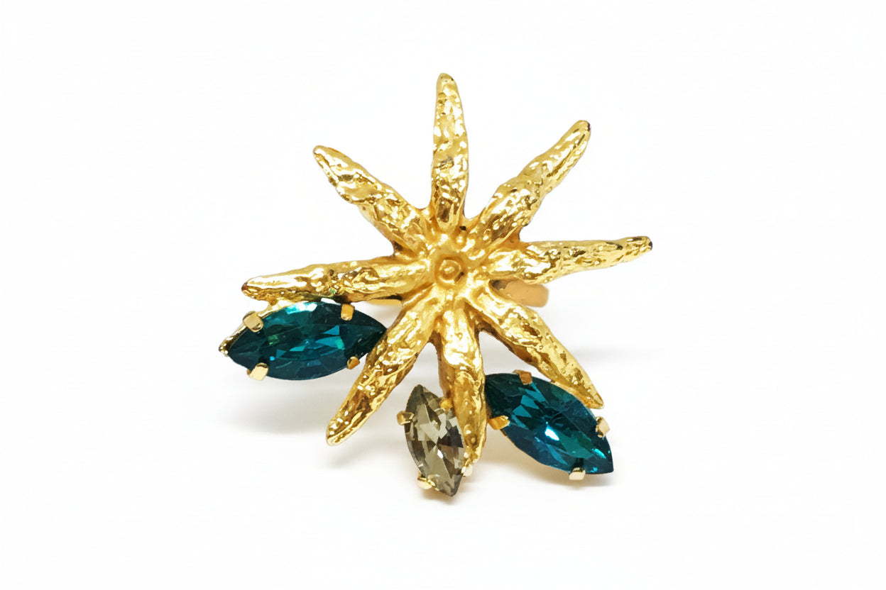 Star Anise Peacock Green Ring