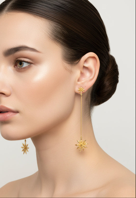 22K Goldplated Stick Fish Hook Earrings