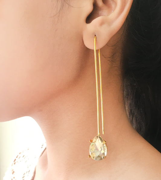 Gold-Plated Topaz Drop Earrings