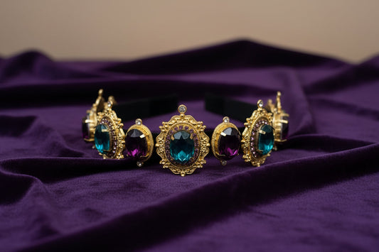 Purple Teal Green Victorian Headband