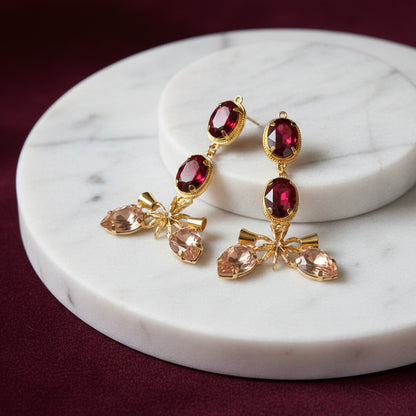 Rose Blush Pink Star Anise Earrings