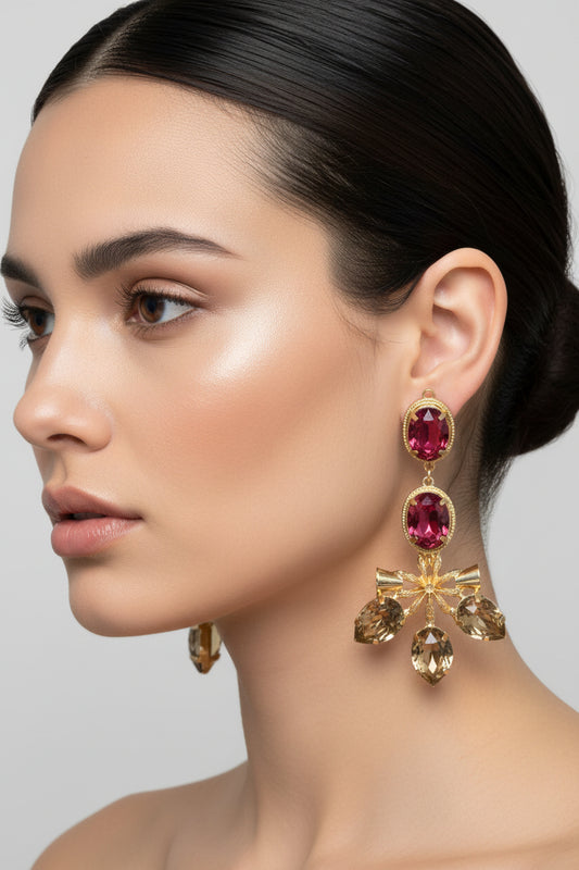 Pink & topaz Star Anise Earrings