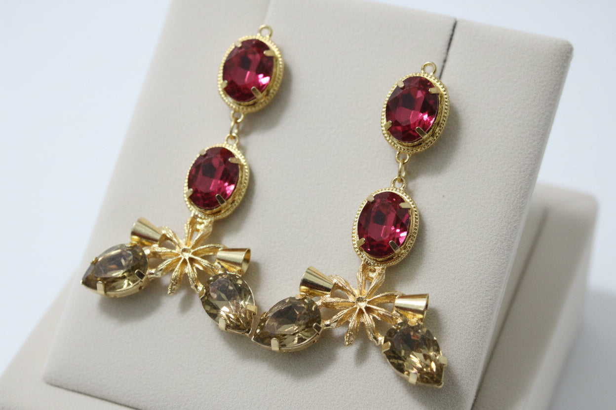 Pink & topaz Star Anise Earrings