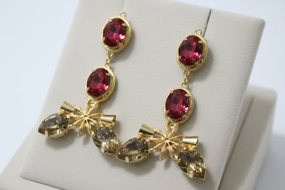 Pink & topaz Star Anise Earrings