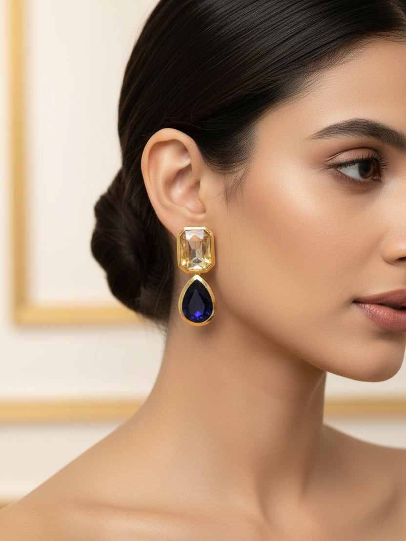 Golden shadow With Blue drop earring