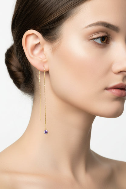 Amelia Lavender Chaton Needle Earrings