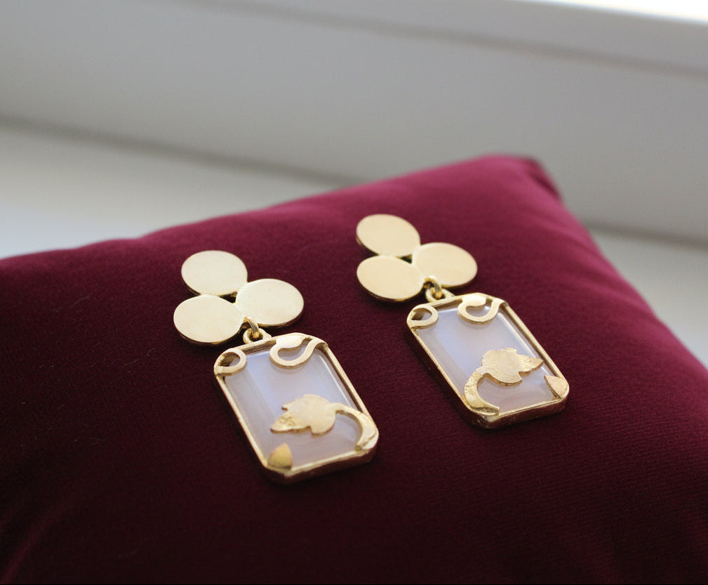 White Opal Vinifera Block Earrings