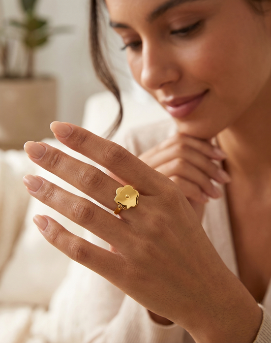 Gold-plated Flower Zarin Top Ring