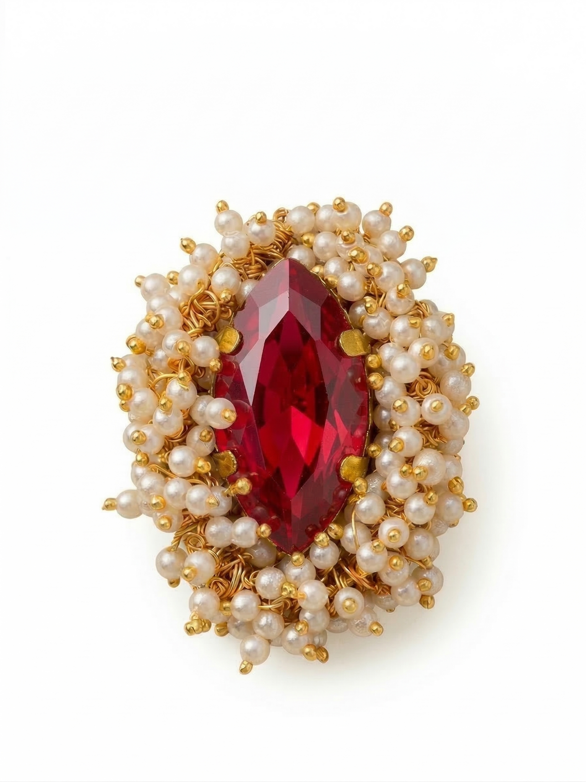 Mehar Gold Marquis Pearl Piroi Ring