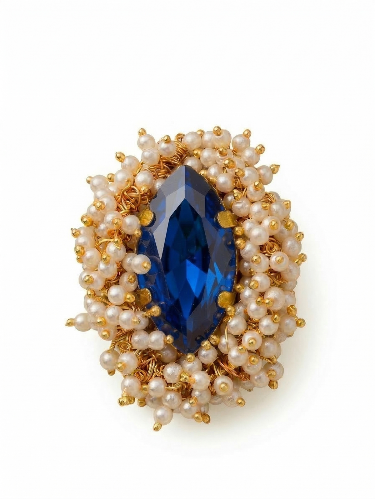 Mehar Gold Marquis Pearl Piroi Ring