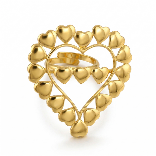 Gold-plated Blossoming Heart Ring