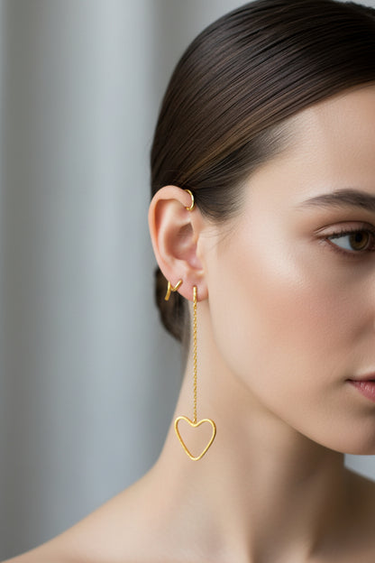 Gold Heart Drop Danglers