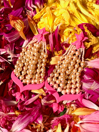 Pink Lotus Chandelier Earrings