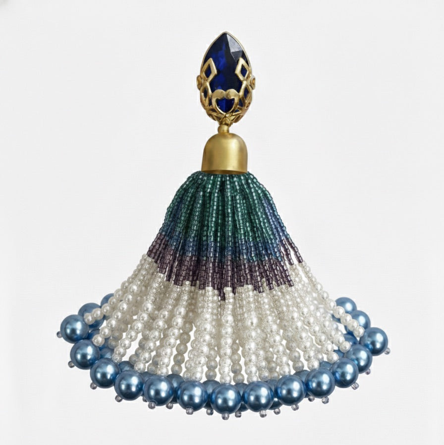 Mughal Jaal Pearl Peacock Tassel Earrings