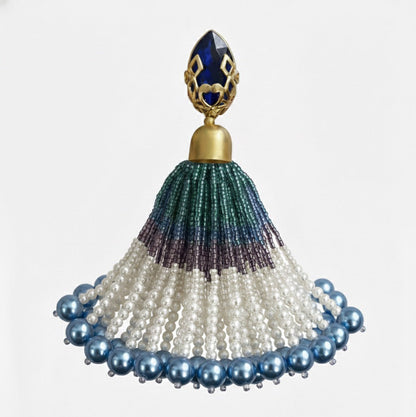 Mughal Jaal Pearl Peacock Tassel Earrings