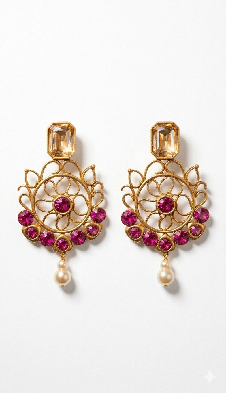 Arabesque Rani Pink Nayan Earrings
