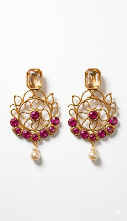 Arabesque Rani Pink Nayan Earrings