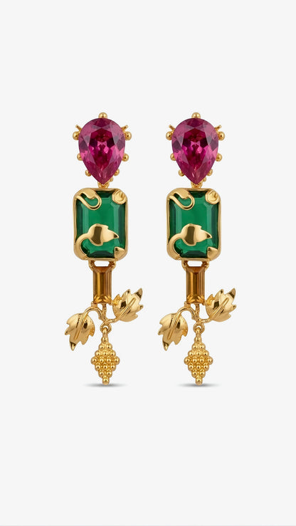 Parrot Pink Green Earrings