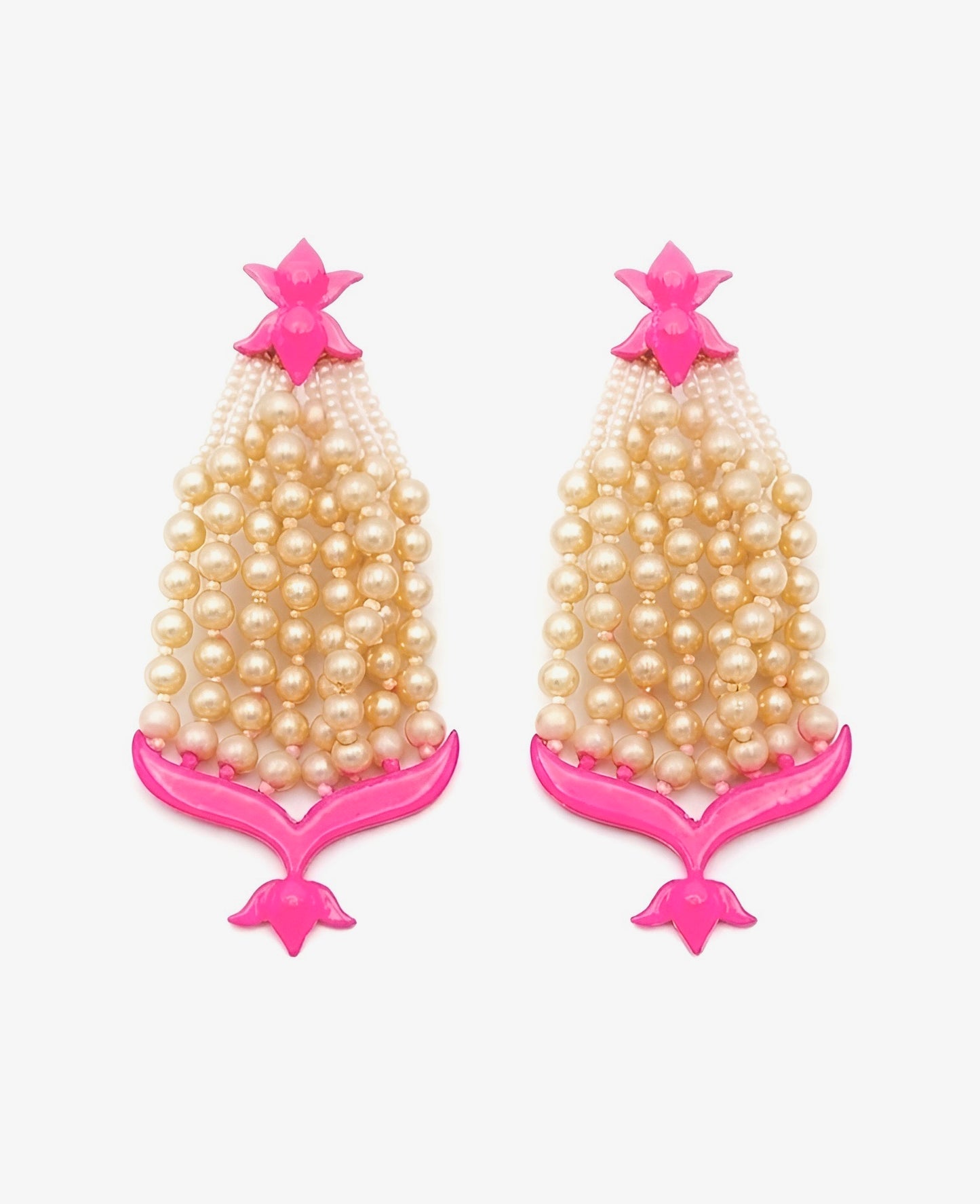 Pink Lotus Chandelier Earrings