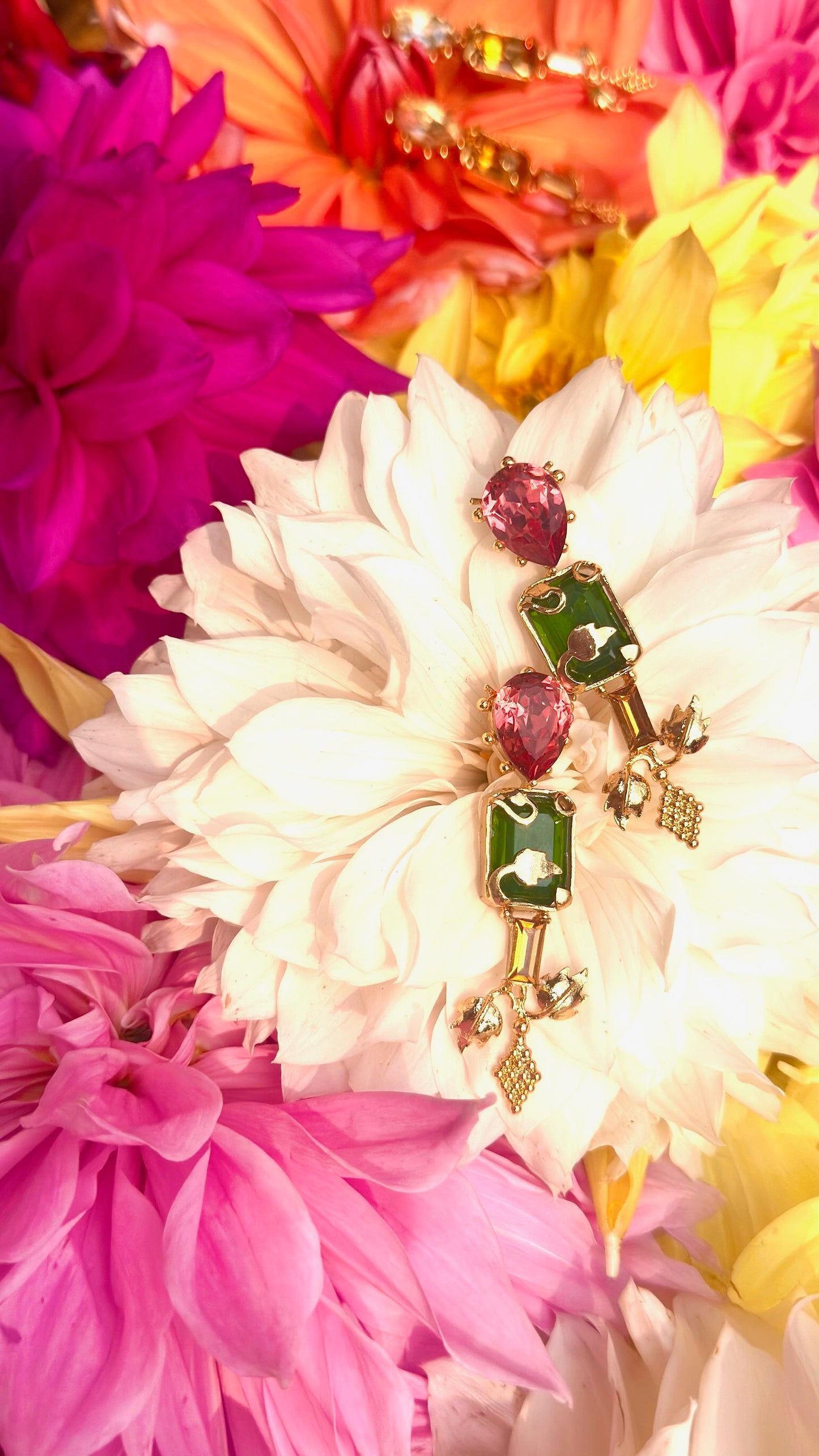 Parrot Pink Green Earrings