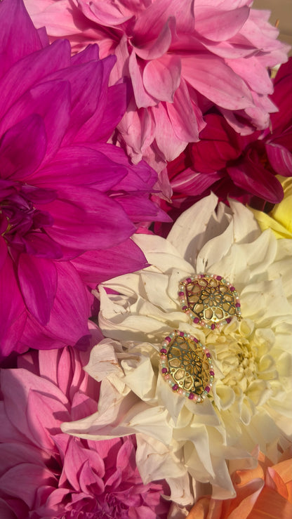 Pink Spring Jaali Work Studs