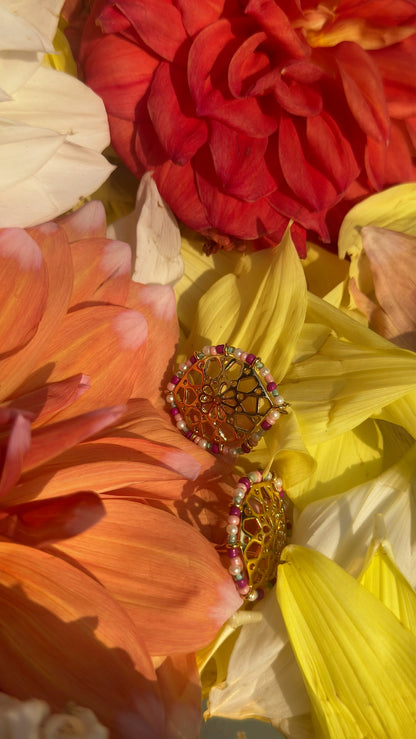 Pink Spring Jaali Work Studs