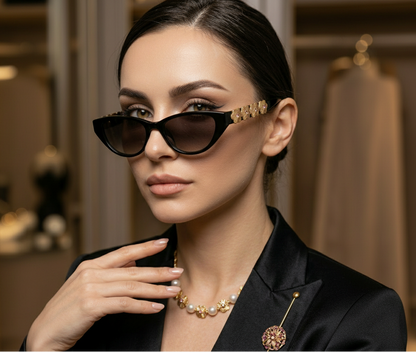 Golden Blossom Cascade Eye Stem Clip