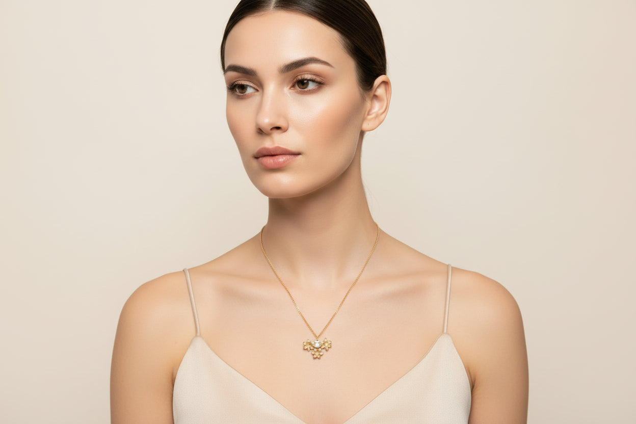 Gold Plated Jasmine Golden Shadow LongNeckpiece