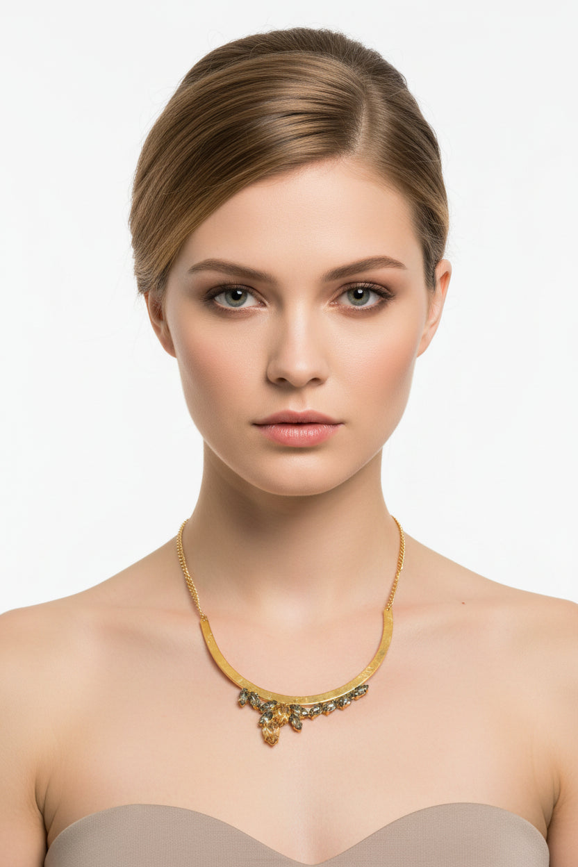 Goldplated Topaz Leaf Neckpiece