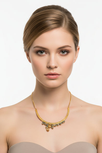 Goldplated Topaz Leaf Neckpiece