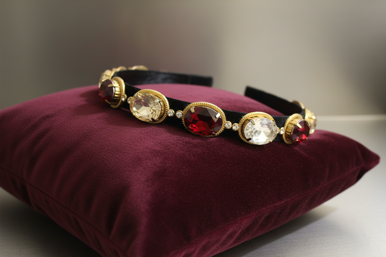 GOLD PLATED RED HAIRBNAD