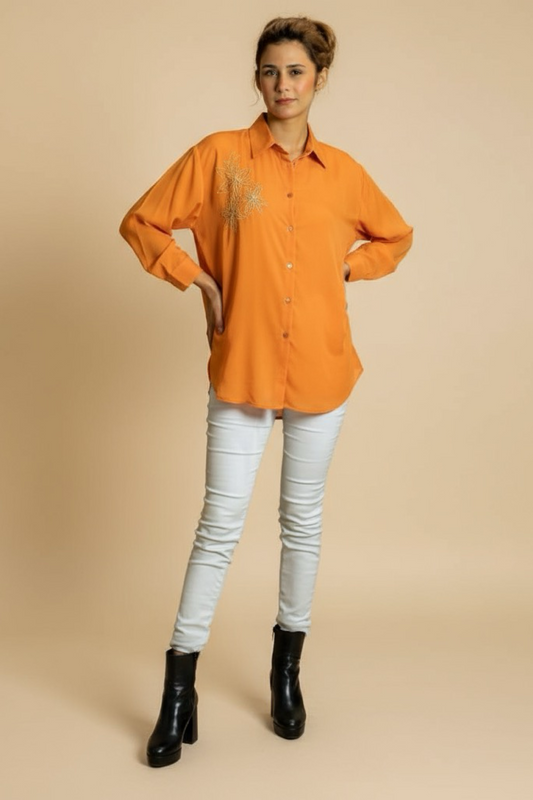 TAN orange sona phool shirt