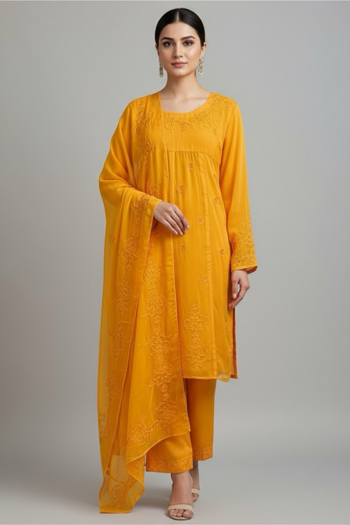 Peela Gulabi Rani Cotton Organza Suit