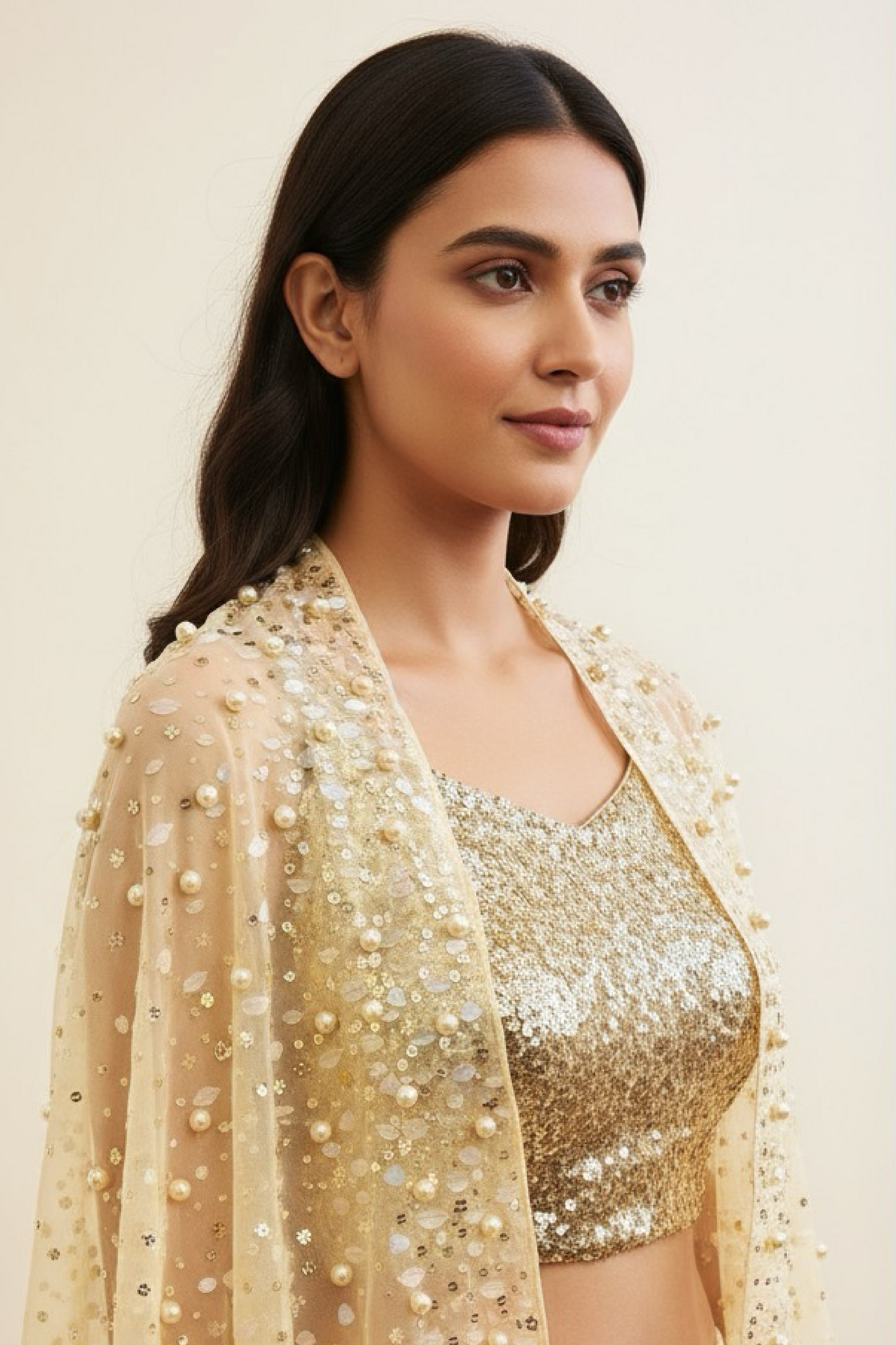 Gold Sunehri Pearl Nayan Cape