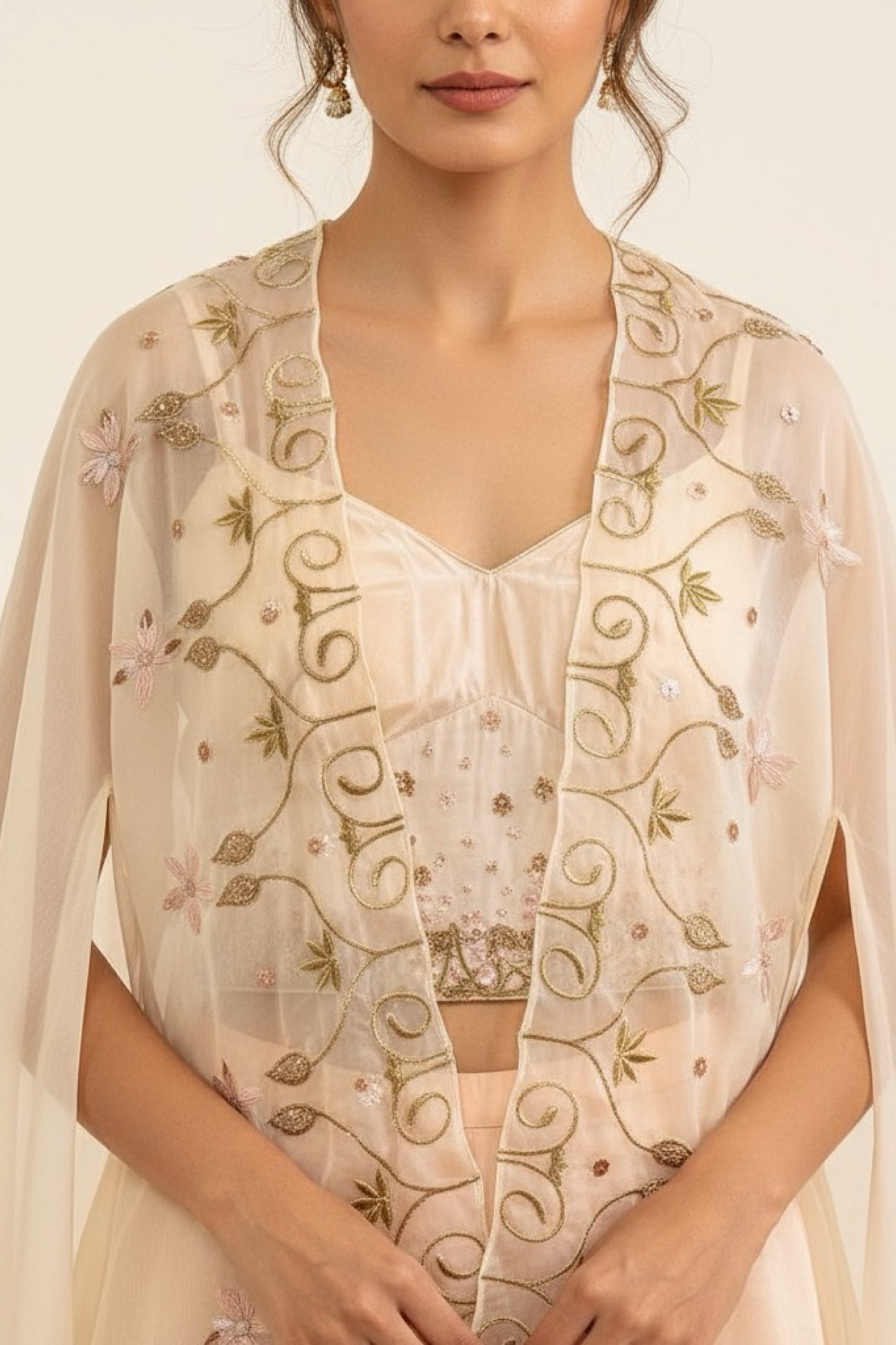 Lotus petal peach cape blouse