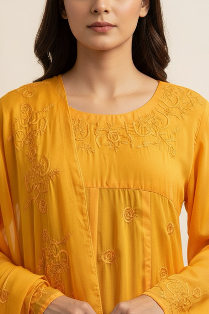 Peela Gulabi Rani Cotton Organza Suit