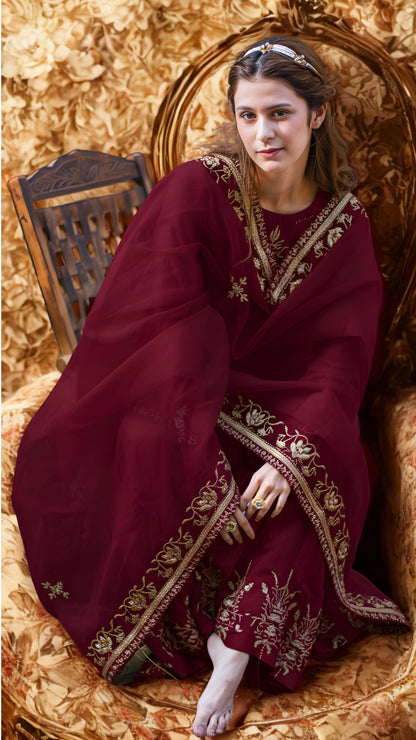 Rang Mahal Blue Sharara Set