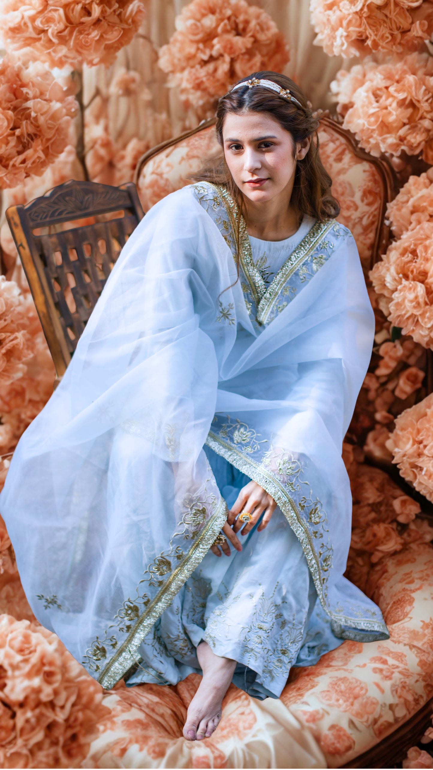 Rang Mahal Blue Sharara Set