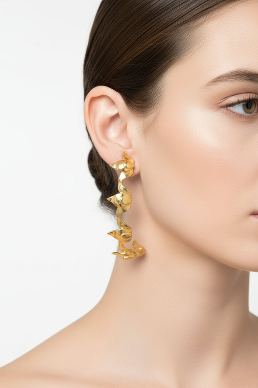 Gold-plated Lotus Fleur Hoops