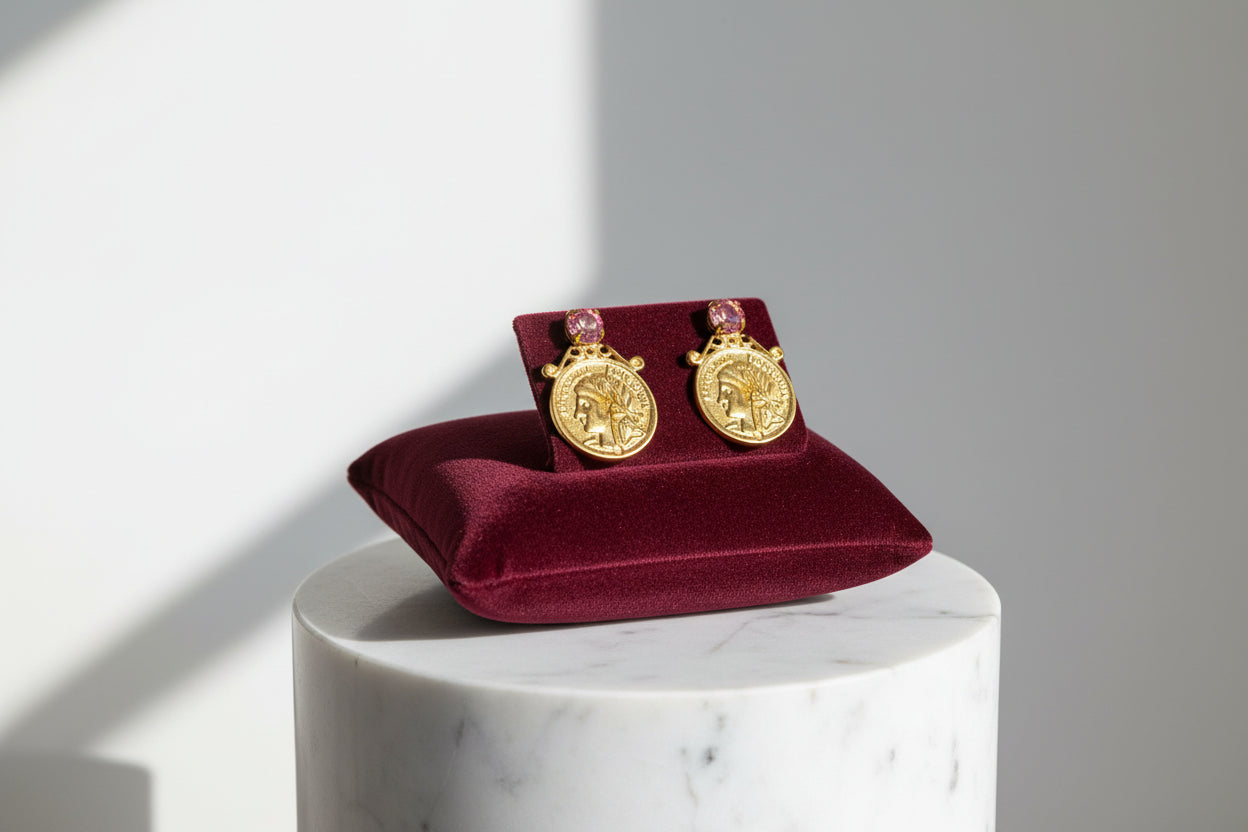 Goldplated Pink Coin Earstud