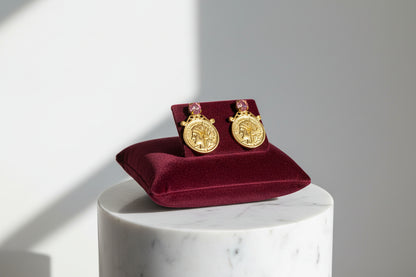 Goldplated Pink Coin Earstud